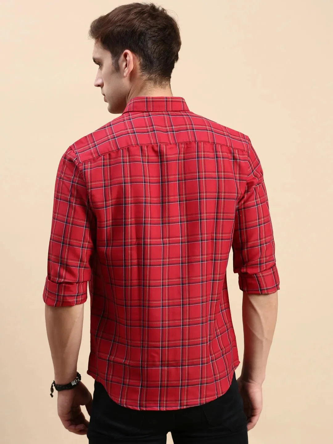 Maroon Checked Cotton Mens Shirt - Casual Style | DesiQlo