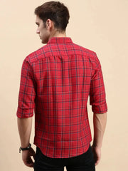 Men Maroon Checked Casual Shirt-BLAZOCHECKS-4670-Maroon