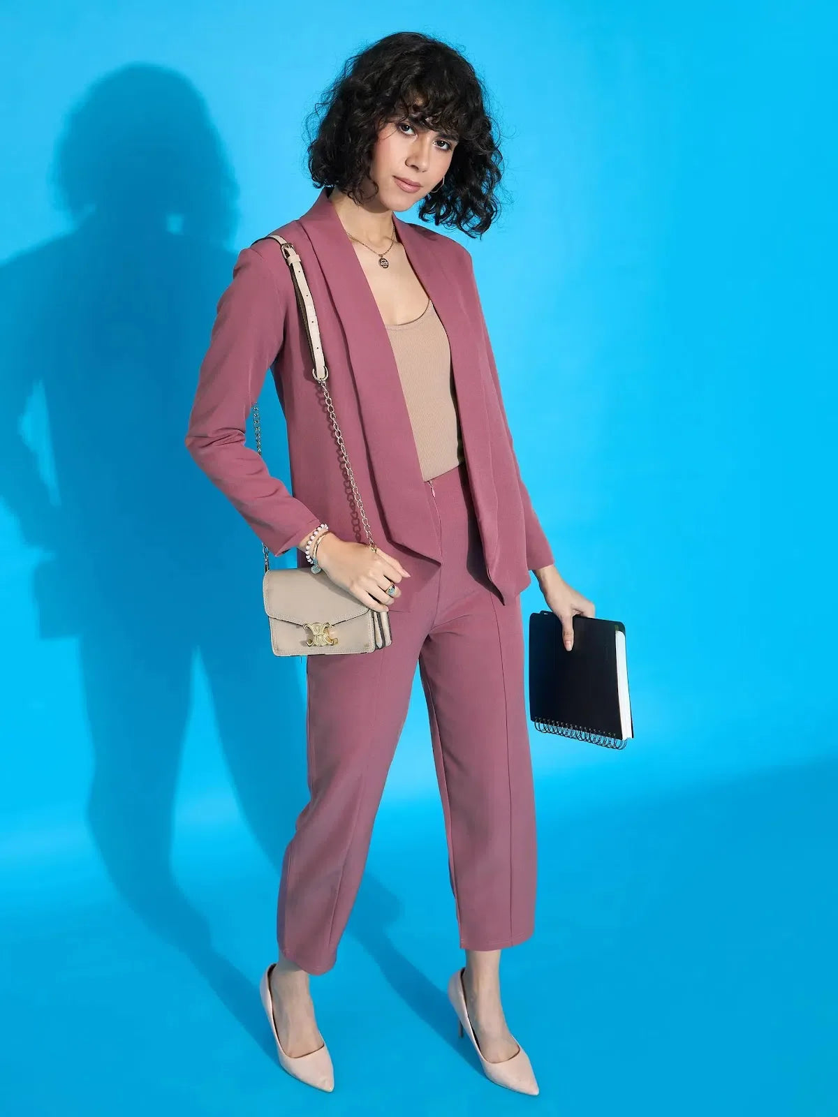 Onion Pink Blazer & Balloon Pant Set - Women's Co Ord Sets