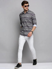 Men Green Striped Casual Shirt-JAVISTRIPES-2092-1-Olive