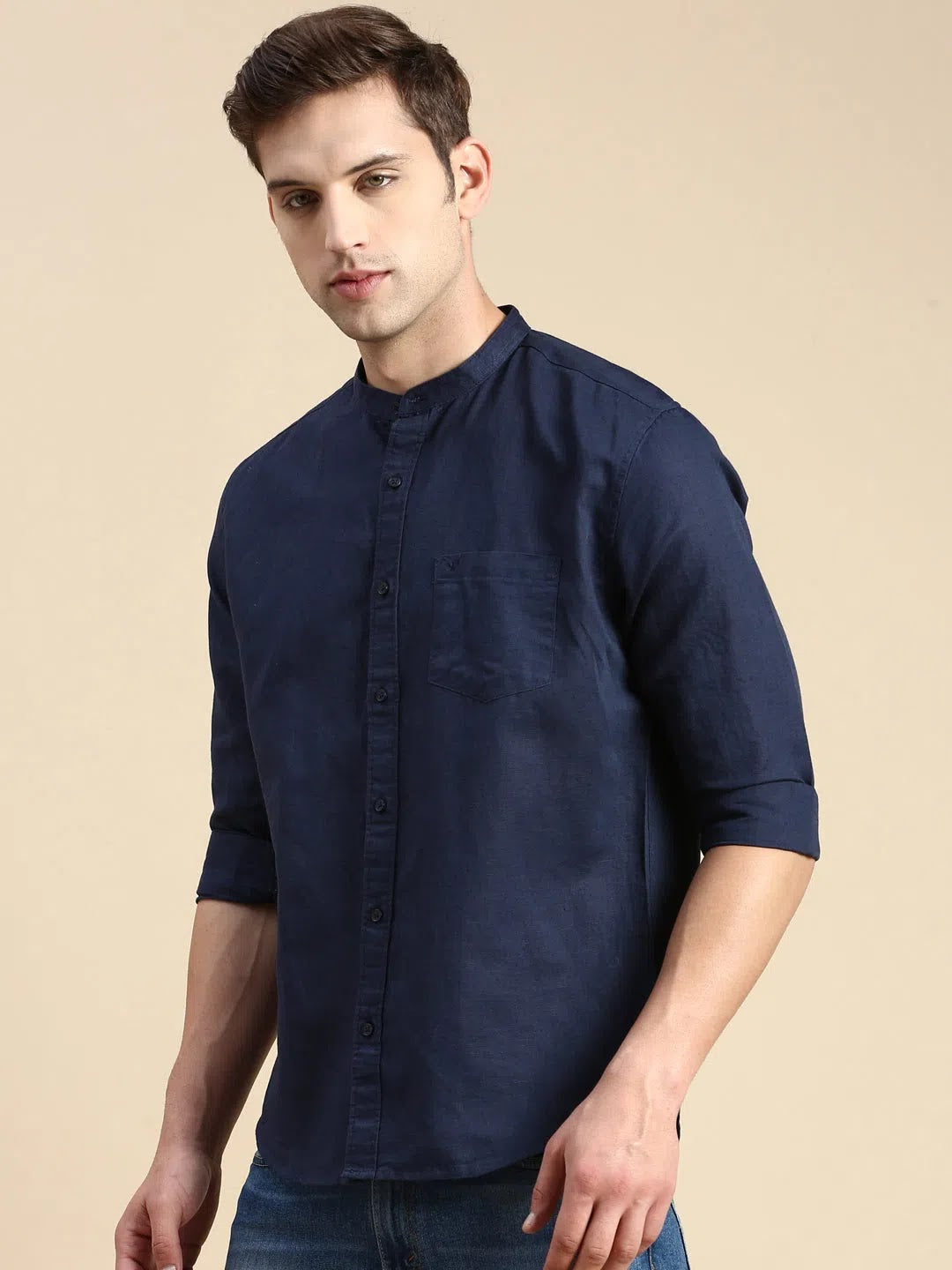 Trending Navy Solid Mens Shirt - Cotton Casual Shirt | DesiQlo