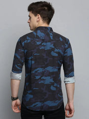Men Black Printed Casual Shirt-RDPRINT-3008-Black