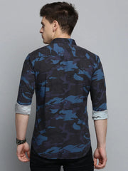 Men Black Printed Casual Shirt-RDPRINT-3008-Black