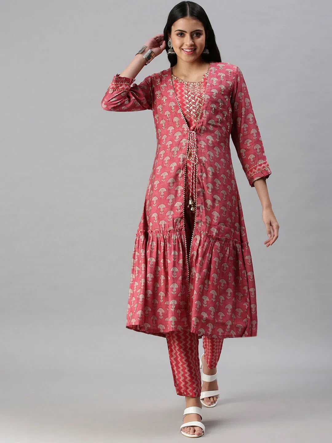 Pink Floral Print Kurta Set | Women's Cotton Designer Kurta