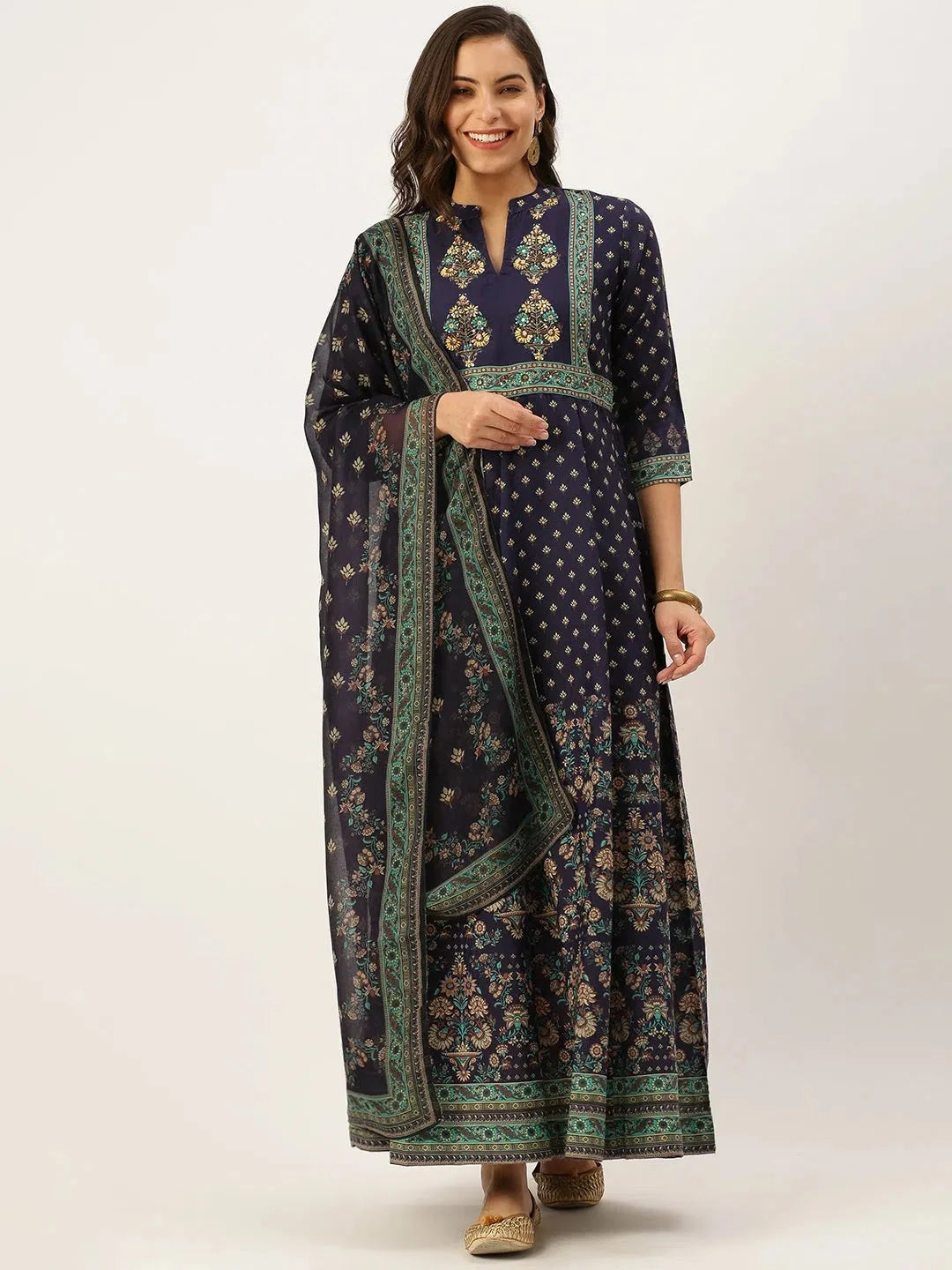 Violet Printed Anarkali Kurti for Women | DesiQlo