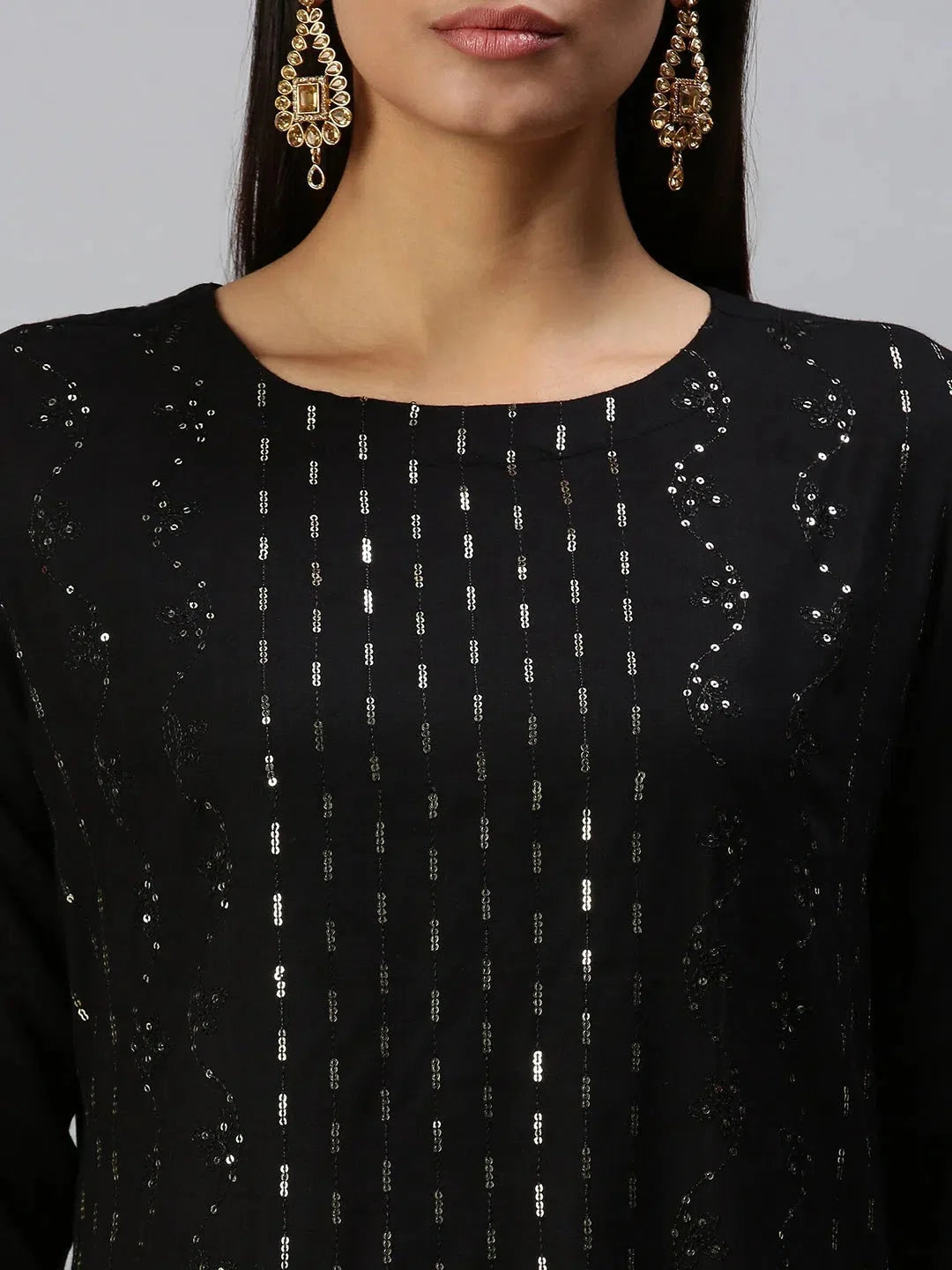 Black Embroidered Kurta Set - Women's Designer Kurta Sets