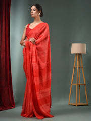 Red Matka Handwoven Saree With Shibori Print-MA50MT062200055