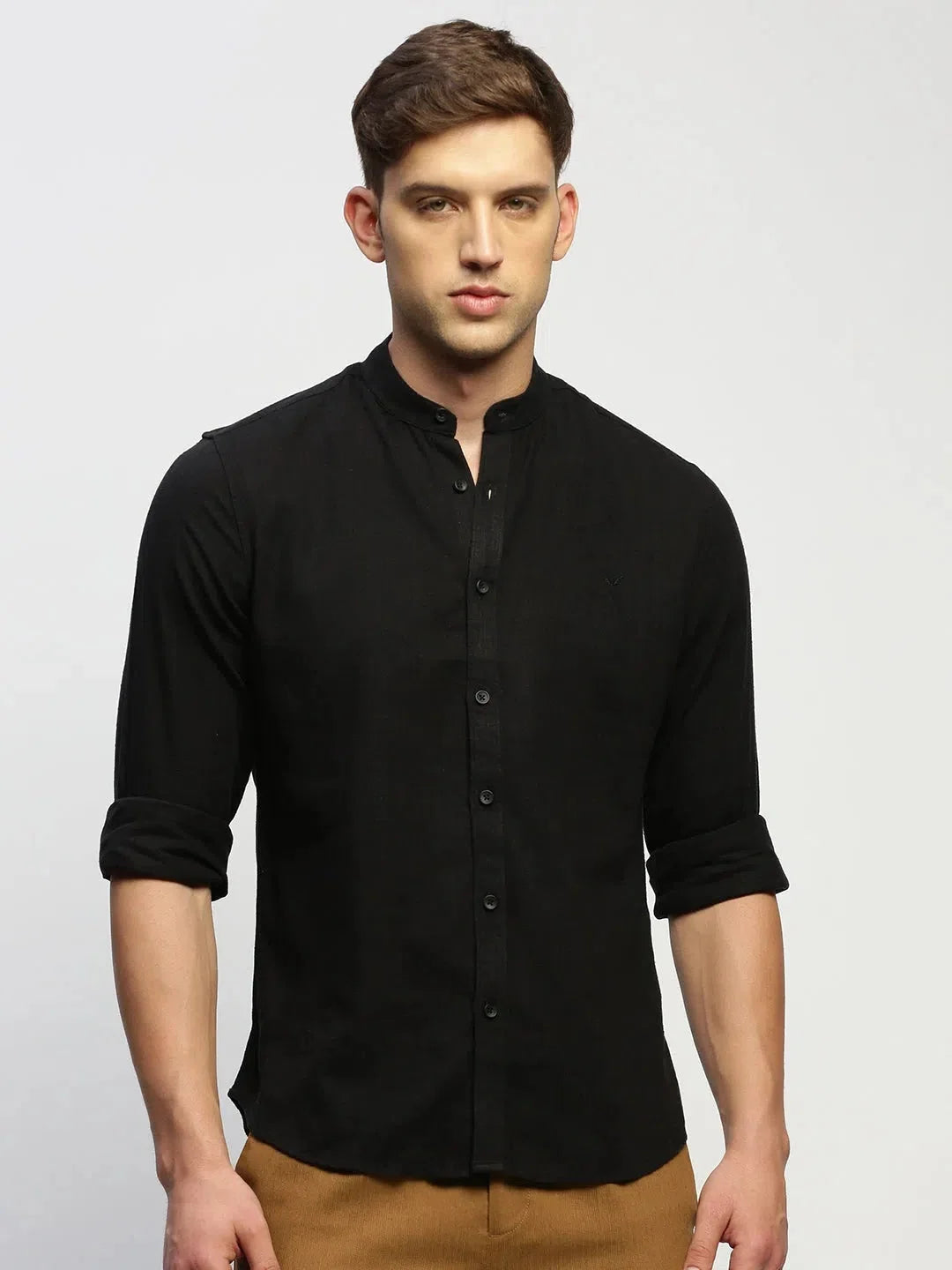 Stylish Black Solid Cotton Mens Shirt | DesiQlo Formal Shirts