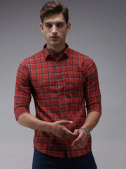Men Red Checked Casual Shirt-ACHIEVERCHECKS-1199-Red