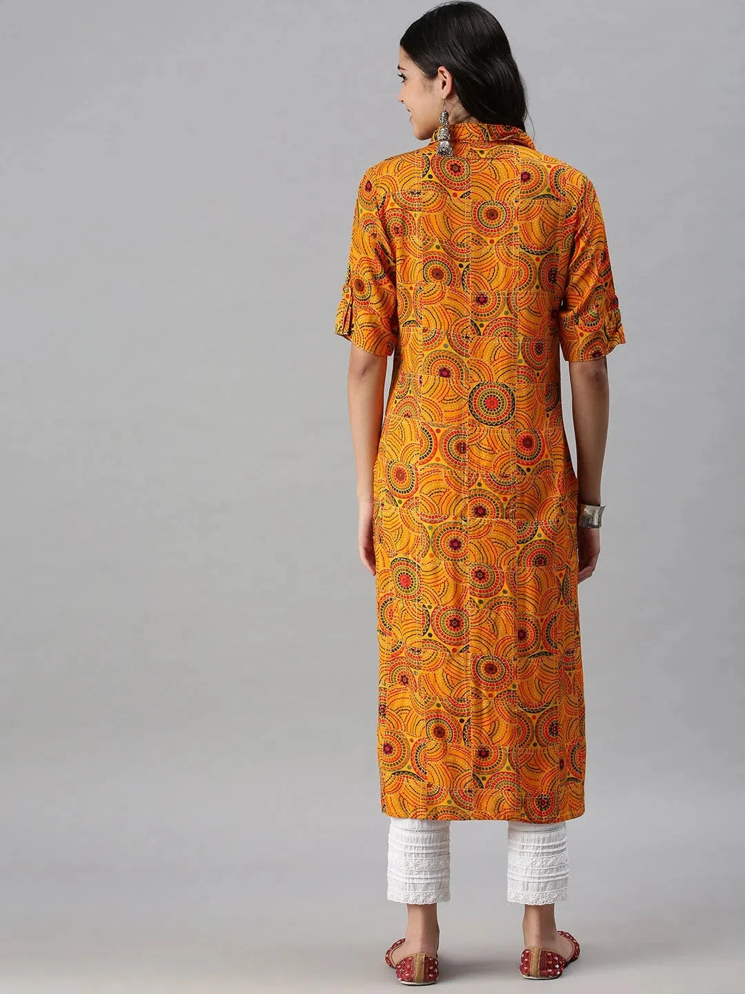 Yellow Printed Straight Kurta - Stylish Women's Indian Kurtas