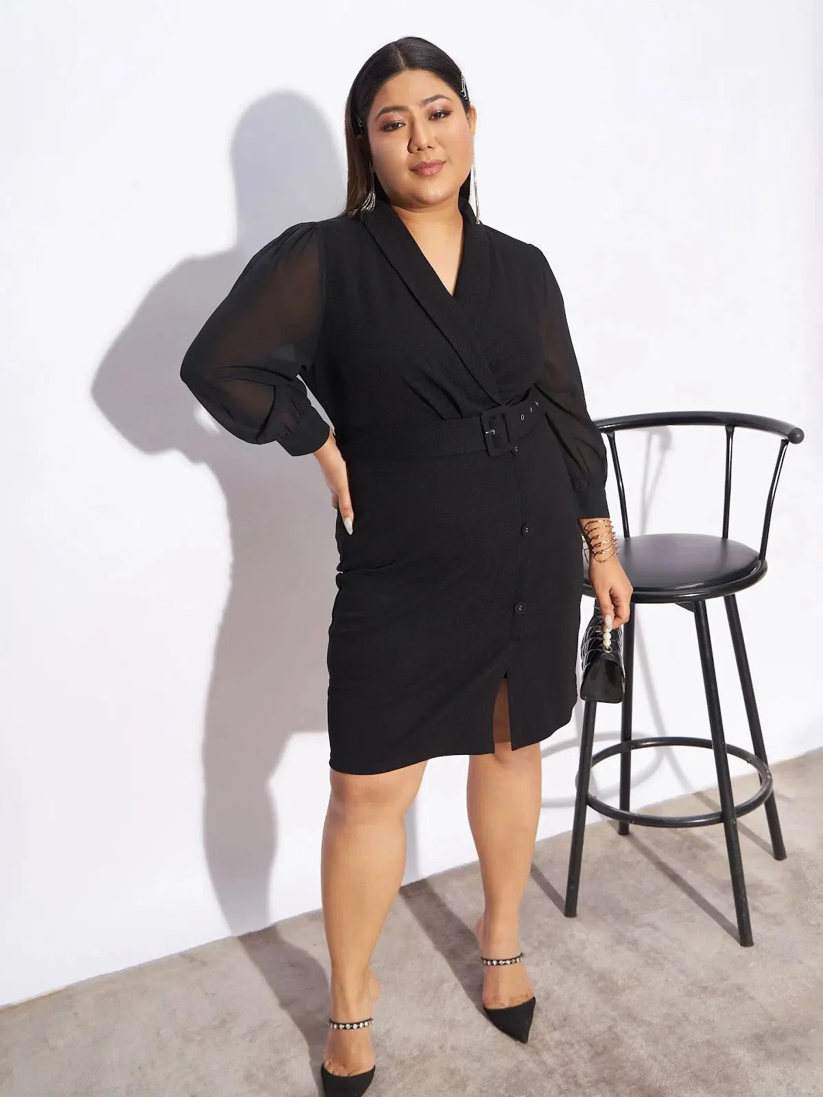 Black Bodycon Dress with Belt | Designer Lehenga for Women