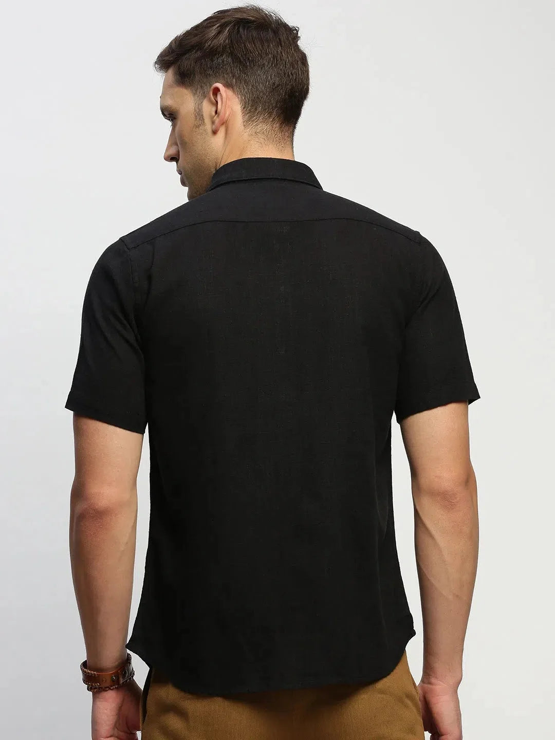 Black Mens Shirt - Solid Cotton Formal Shirt | DesiQlo