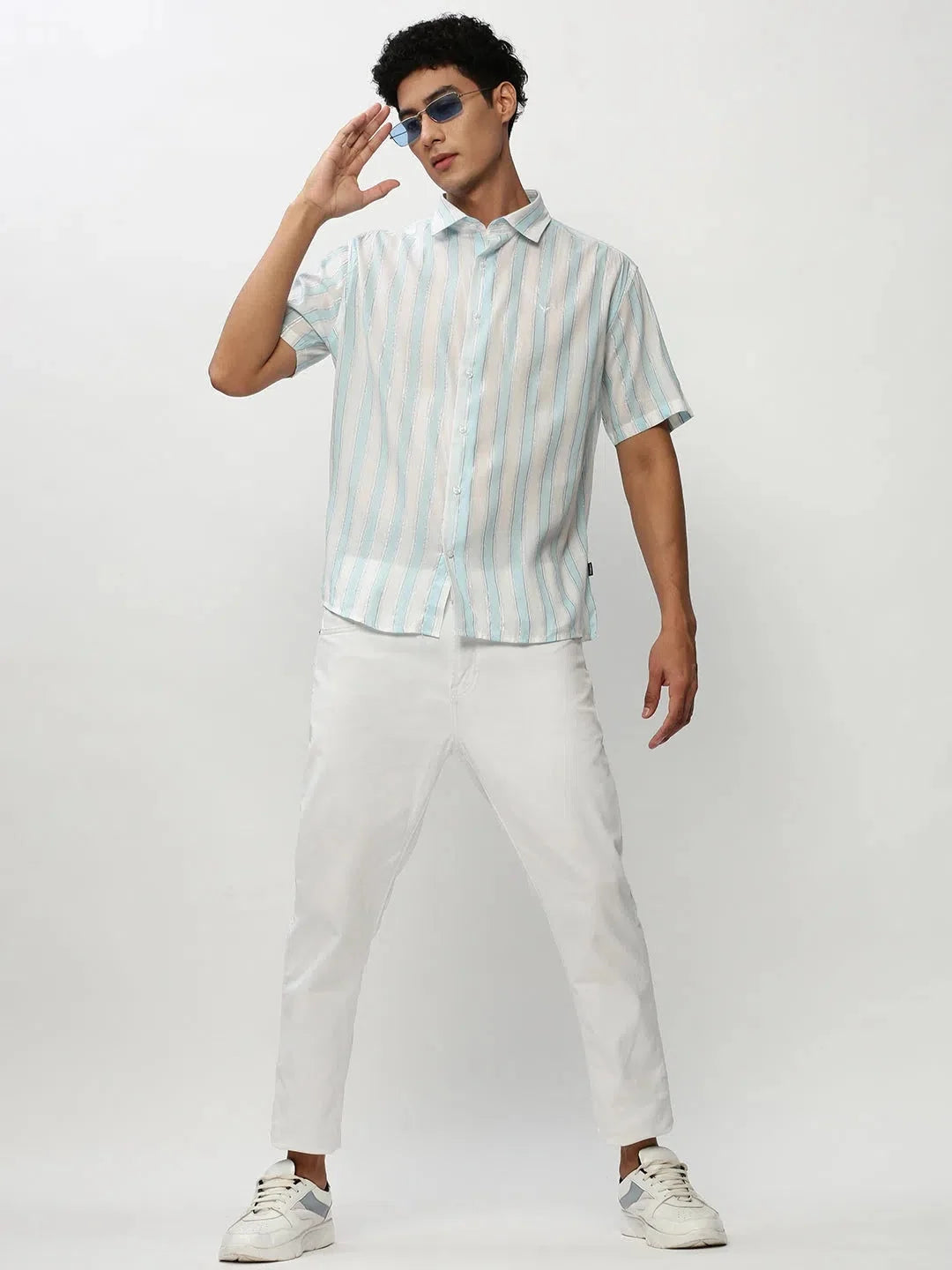 White Striped Mens Shirt - Cotton Casual Shirt Online