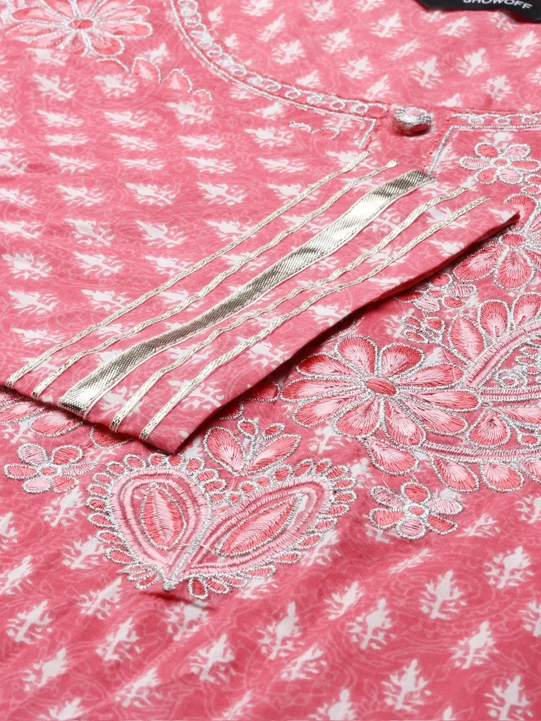 Pink Printed Kurta Set for Women | Cotton Indian Kurta