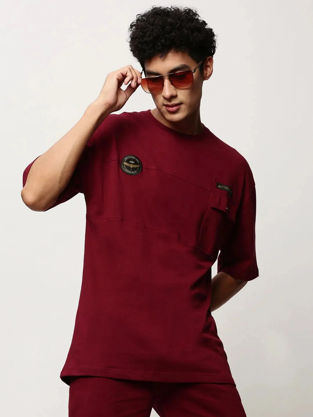 Men Maroon Solid Casual Co ords-EX-103-Maroon