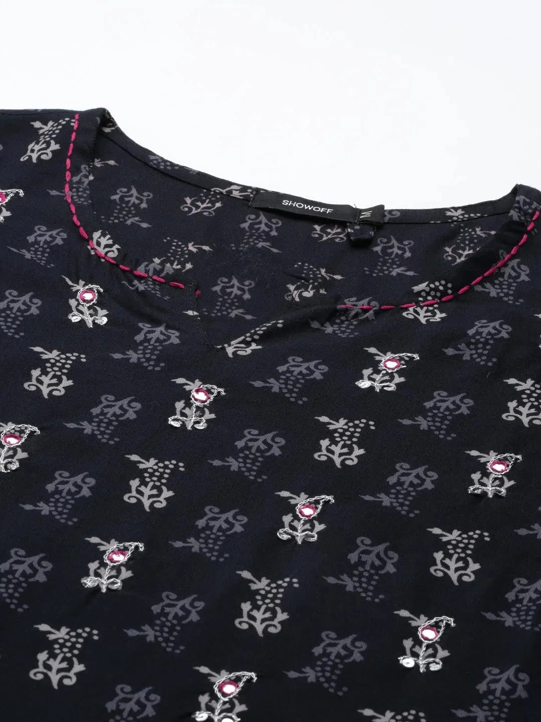 Black Printed Cotton Kurta | Women's Indian Kurta Collection