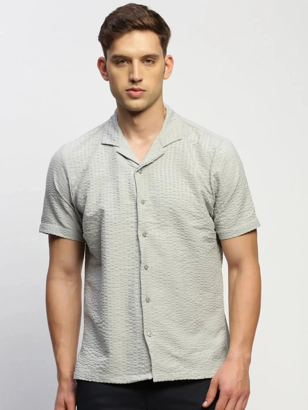 Men's Grey Solid Cotton Shirt - Casual & Formal Shirts DesiQlo
