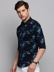 Men Navy Printed Casual Shirt-JUPITERPRINT-3402-Navyblue