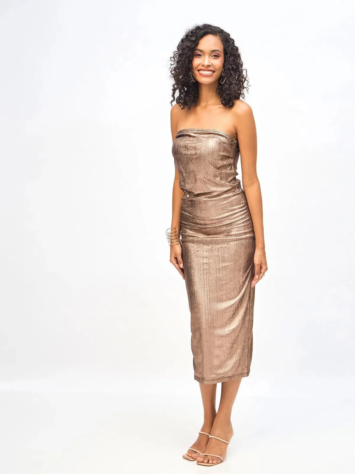 Gold Knitted Corset Midi Dress | Women's Western Clothing Gold Knitted Corset Midi Dress | Women's Western Clothing
