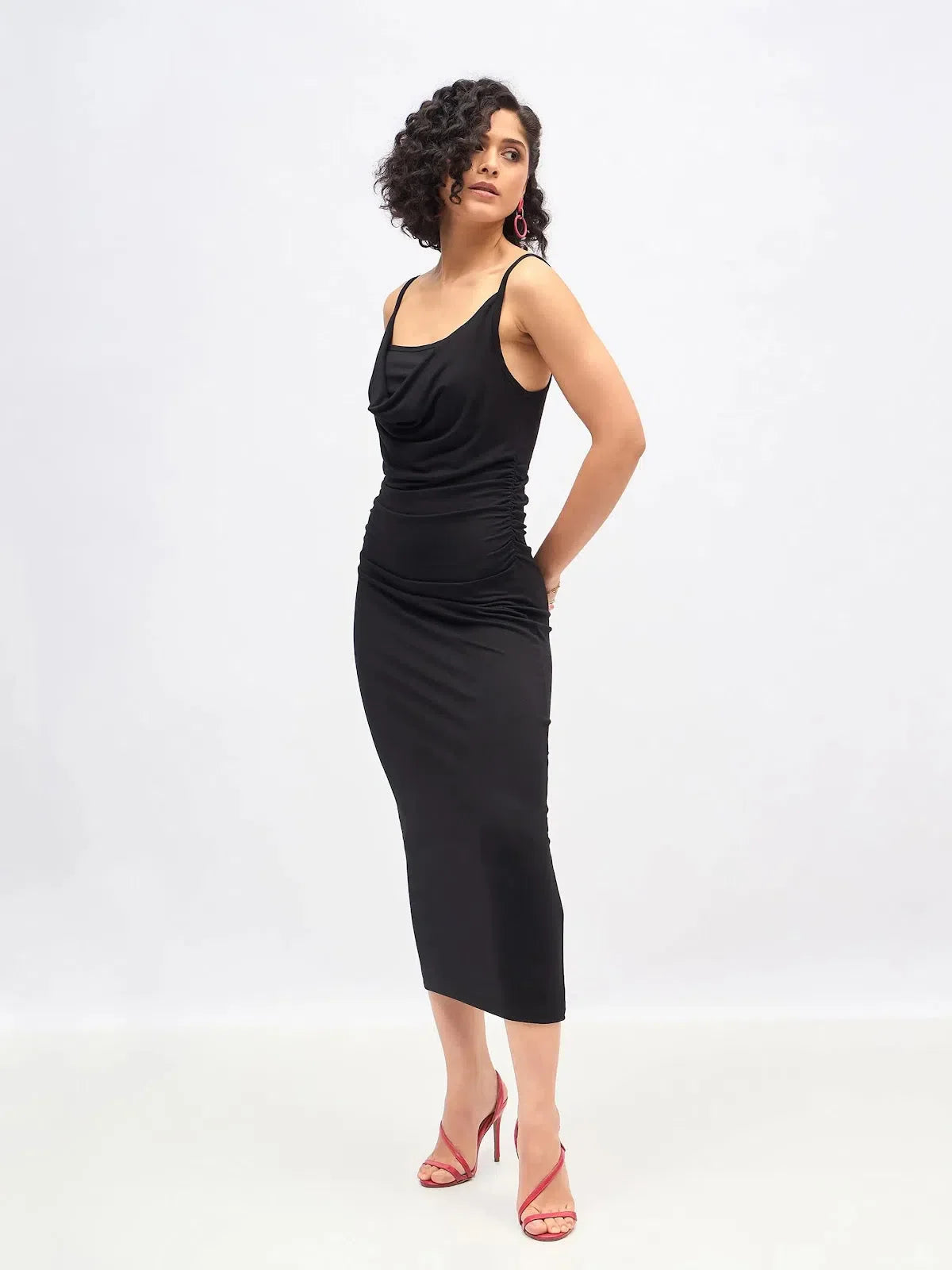 Black Cowl Neck Maxi Dress - Bodycon Indian Dresses Online