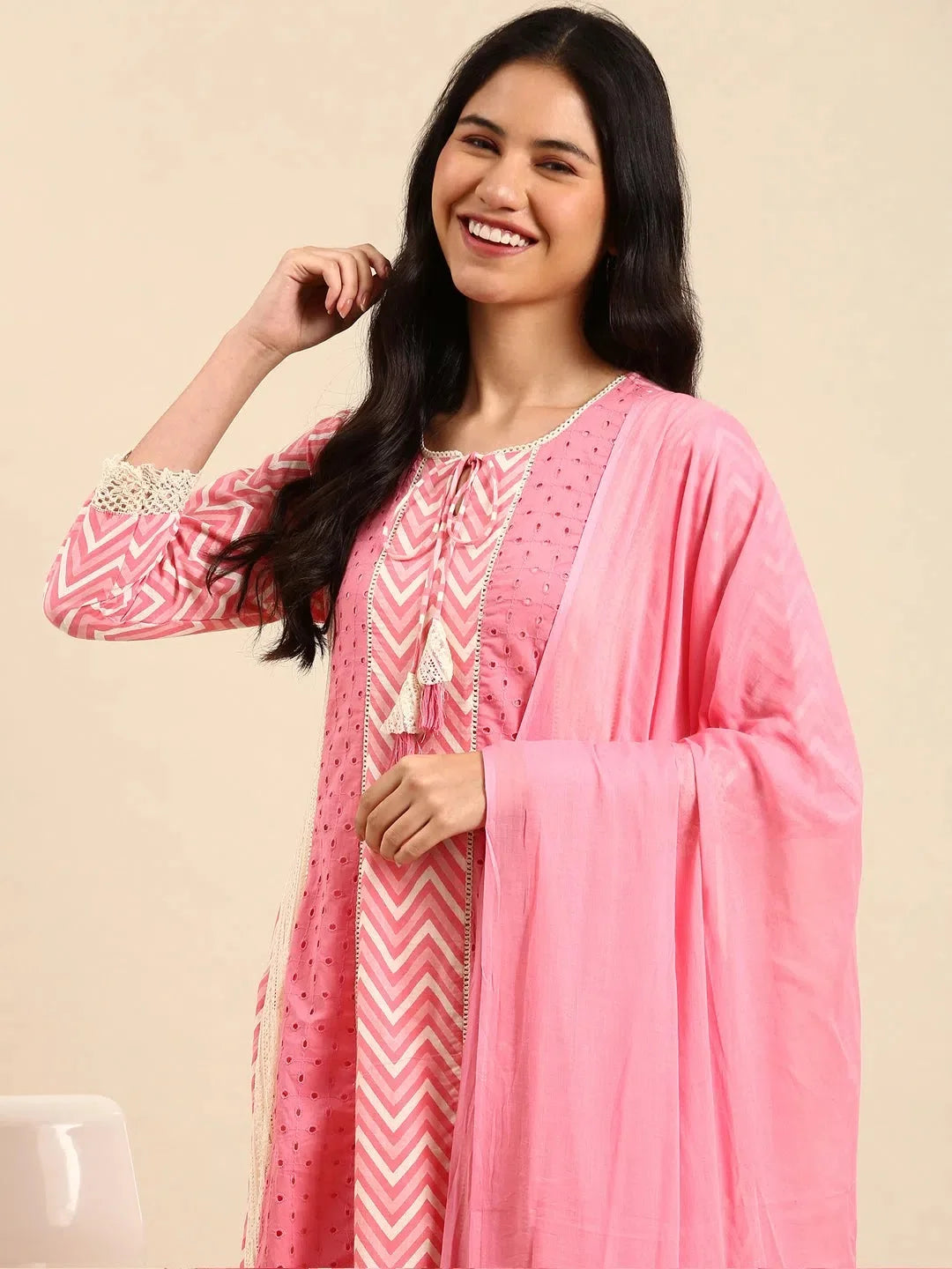 Pink Solid Cotton Kurta Set | Women's Indian Kurta Sets - Style 1