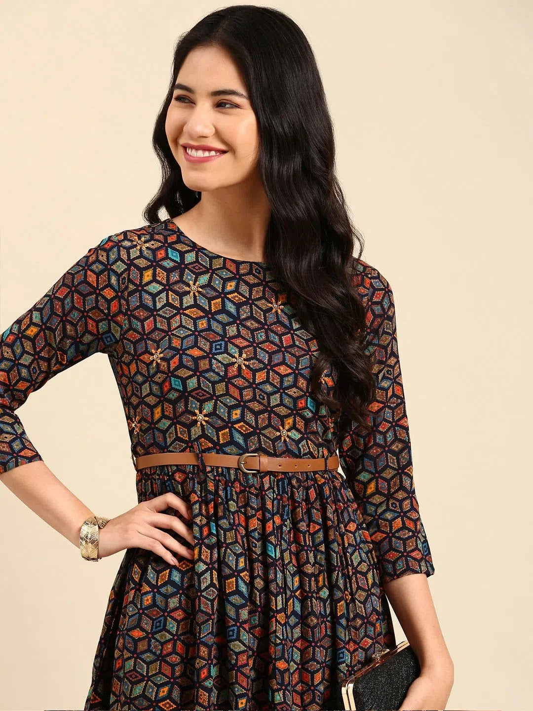 Navy Blue Embellished Anarkali Kurta | Anarkali Kurti for Women