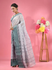 Light Grey Pure Cotton Tant Saree With Woven Designs-MA51TT43480070