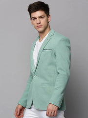 Men Green Solid Blazer-LBR-4500-1-Seagreen