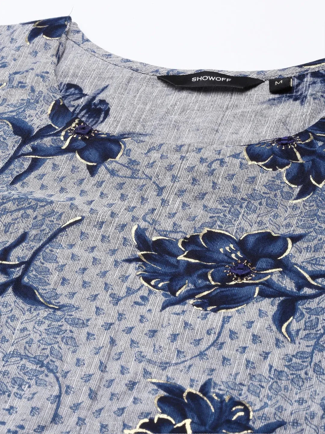 Grey Floral Cotton Kurta Set | Women's Indian Kurta Sets