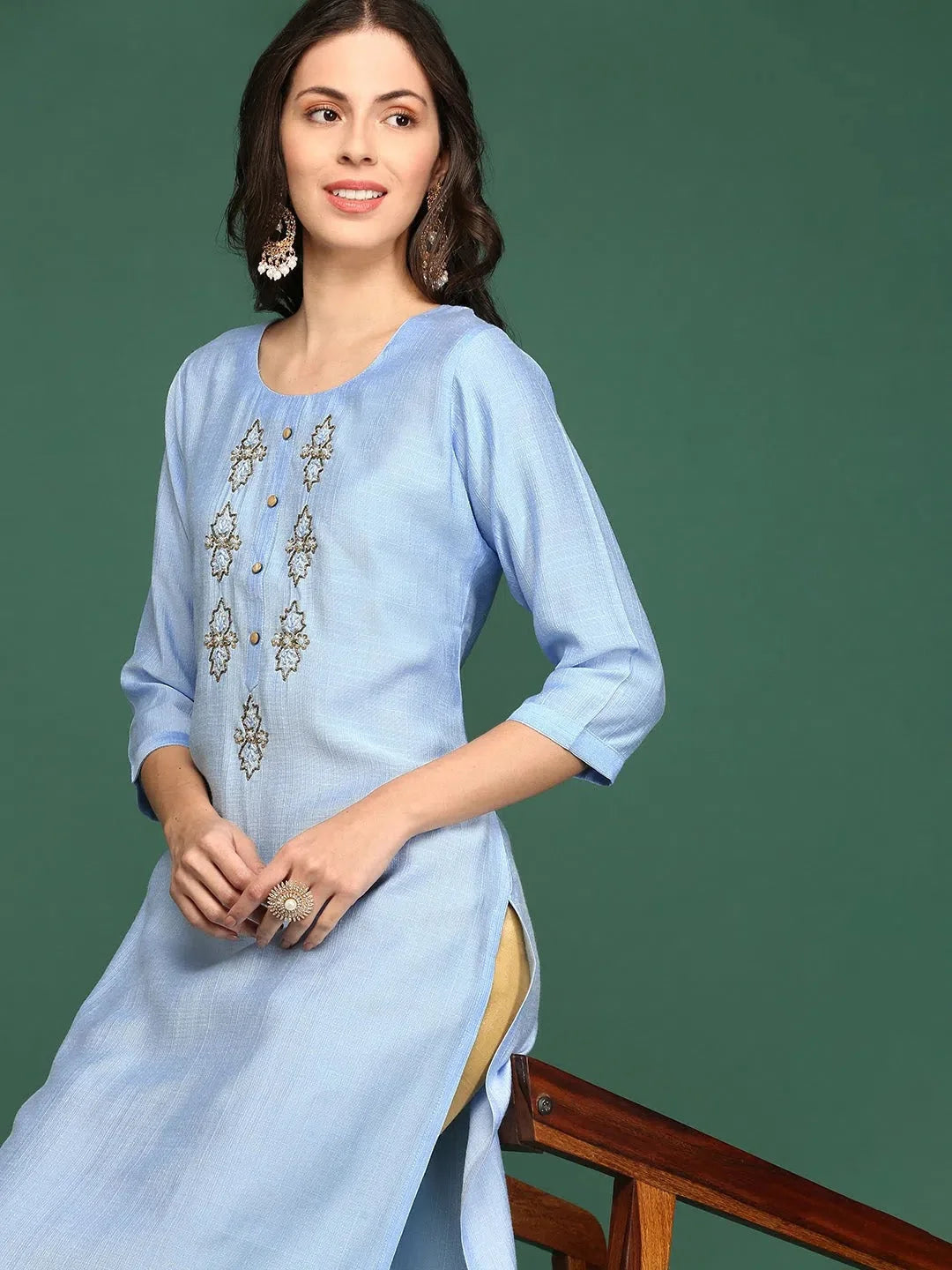 Stylish Blue Embellished Indian Kurta for Women