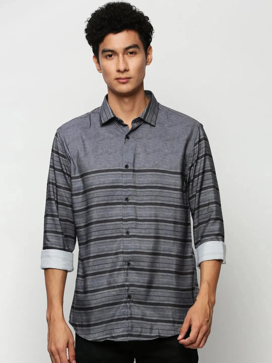 Grey Striped Mens Shirt | Cotton Casual Shirts