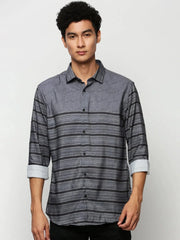 Men Grey Striped Casual Casual Shirts-IMPORTEDSTRIPE-5473-Grey