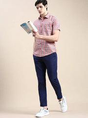 Men Pink Checked Casual Shirt-ALMACHECKS-81-Pink