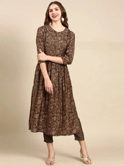 Women's Taupe Printed Kurta SetKC-945-Taupe