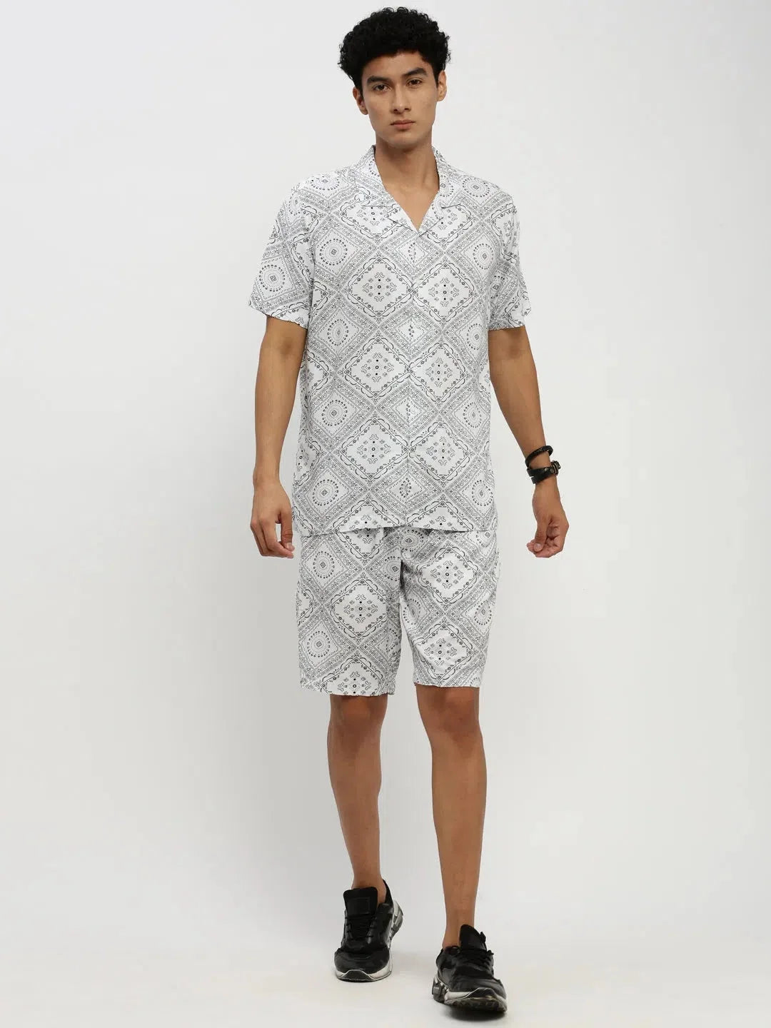 Men's White Printed Co ord Set | Casual Mens Tw | Premium Quality