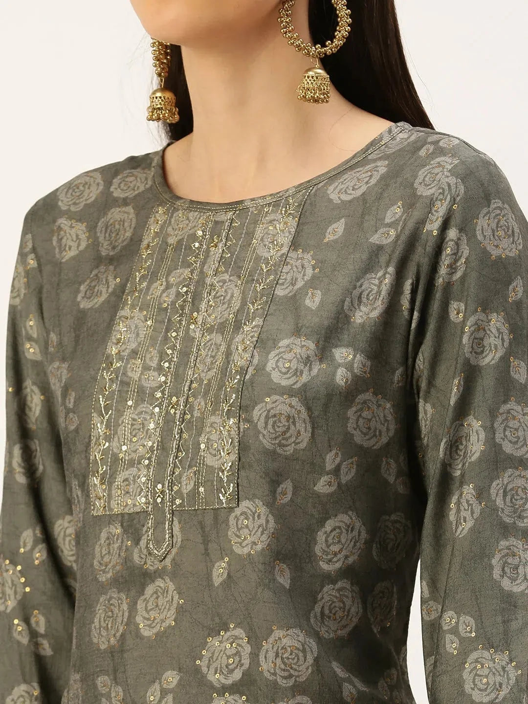Grey Embellished Kurta - Stylish Indian Kurtas for Women