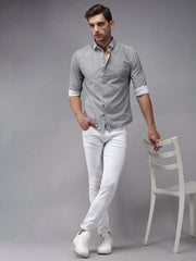 Men White Printed Casual Shirt-HITECKPRINT-1387-White
