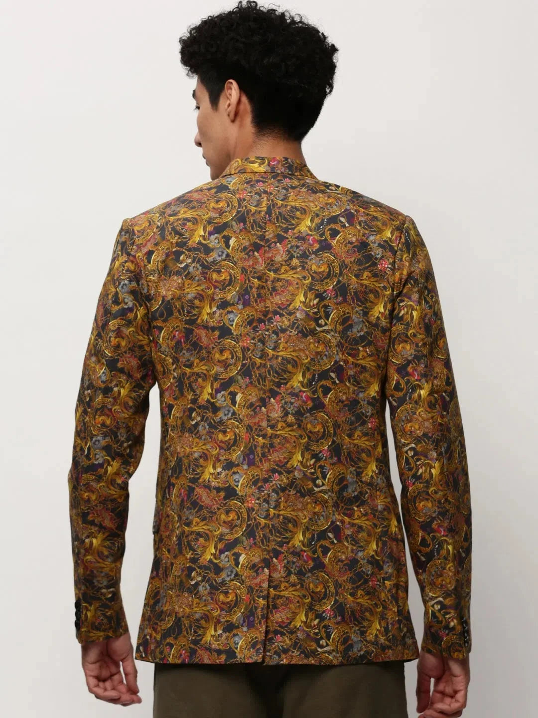 Mustard Printed Cotton Modi Jacket | Men's Ethnic Wear