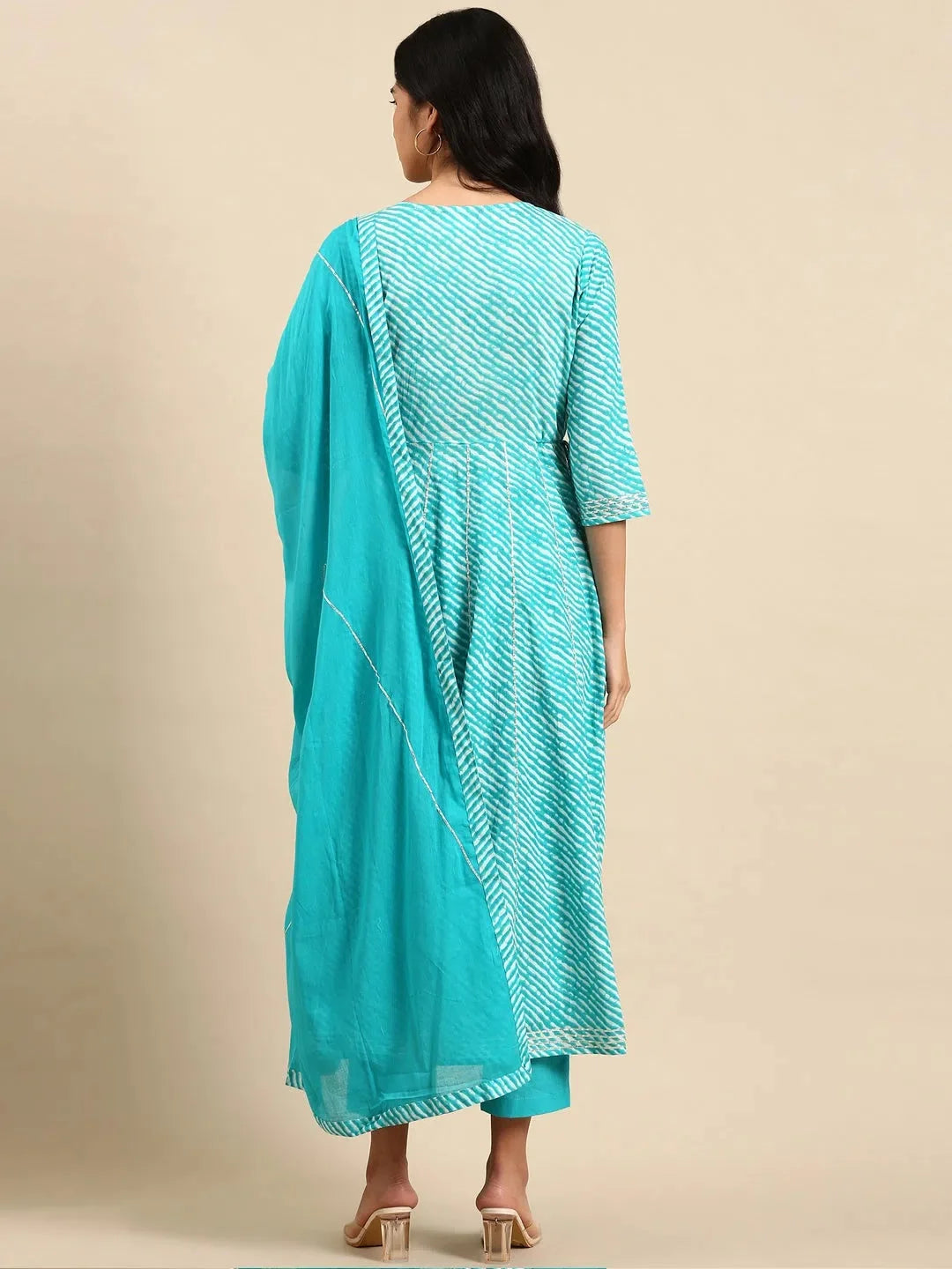 Blue Tie Dye Cotton Kurta Set for Women | Indian Kurta Sets