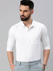 Men White Self Design Casual Shirt-VANISHDOBBYSHIRT-1015-White
