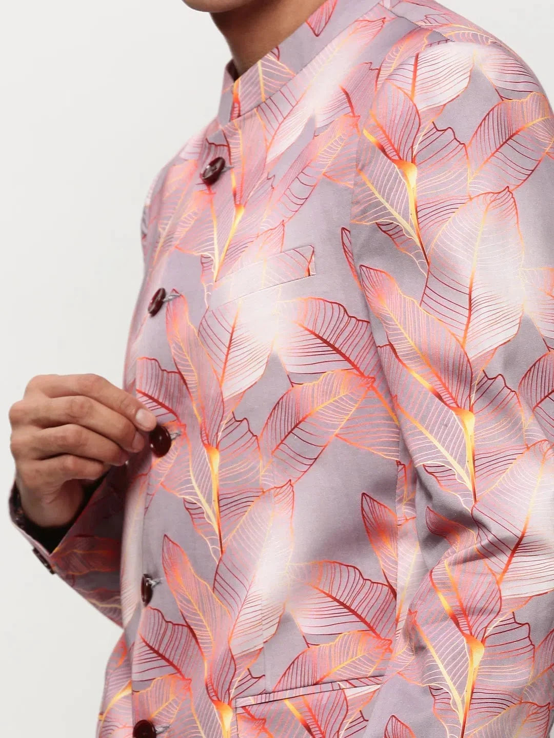 Mauve Print Modi Jacket | Men's Nehru Jacket Collection