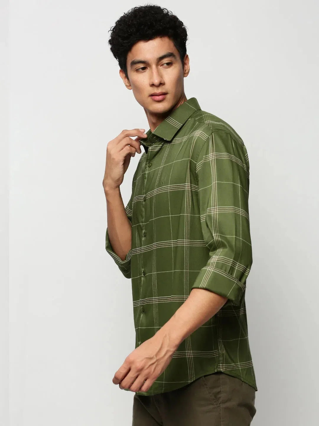Stylish Green Checked Mens Shirt - Cotton Casual Shirt | DesiQlo