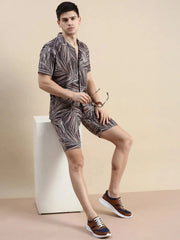 Men Grey Printed Casual Co ord Set-BLACKBERRY-1682-Taupe