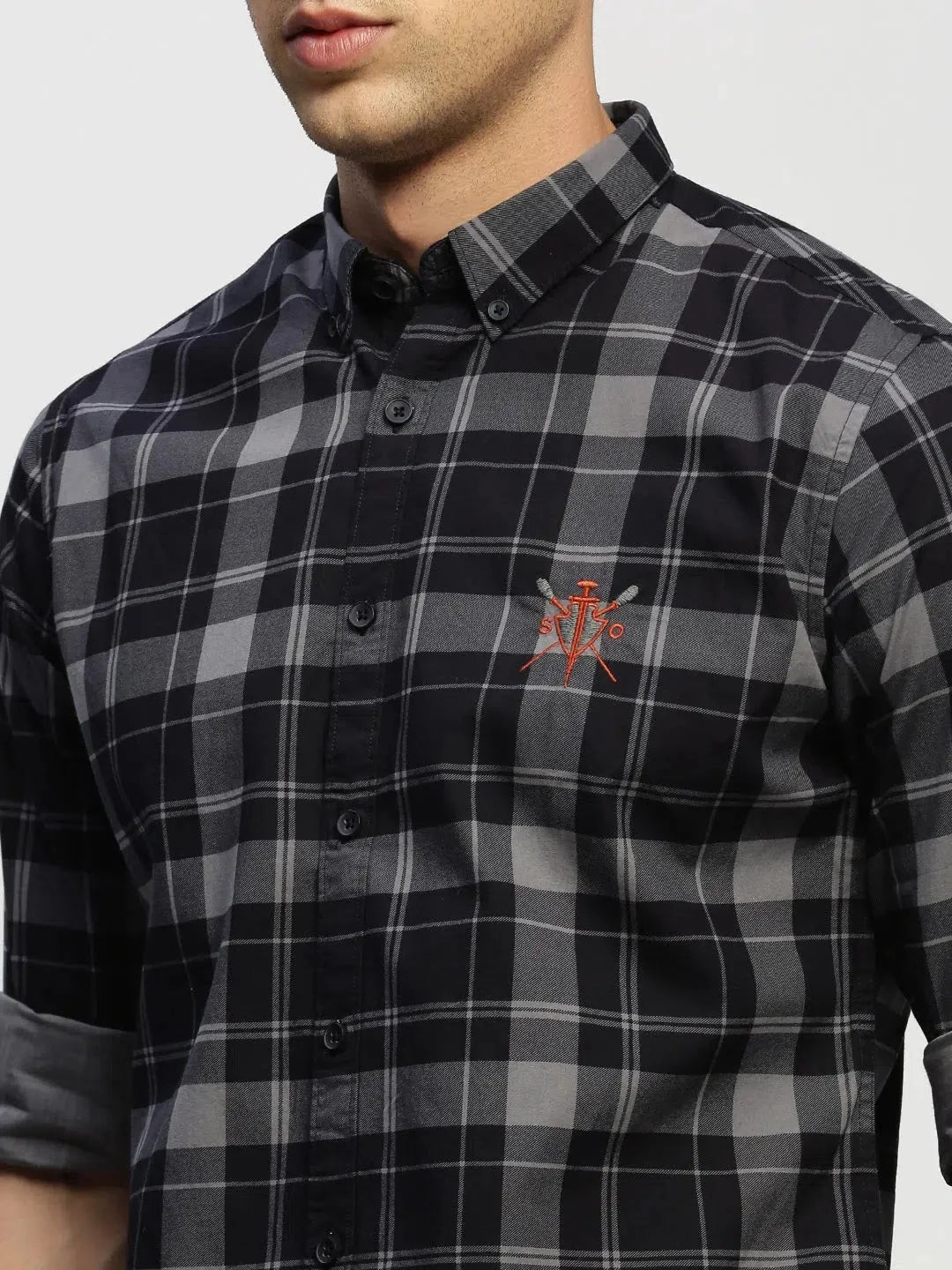 Grey Checked Mens Shirt - Stylish Cotton Shirt | DesiQlo