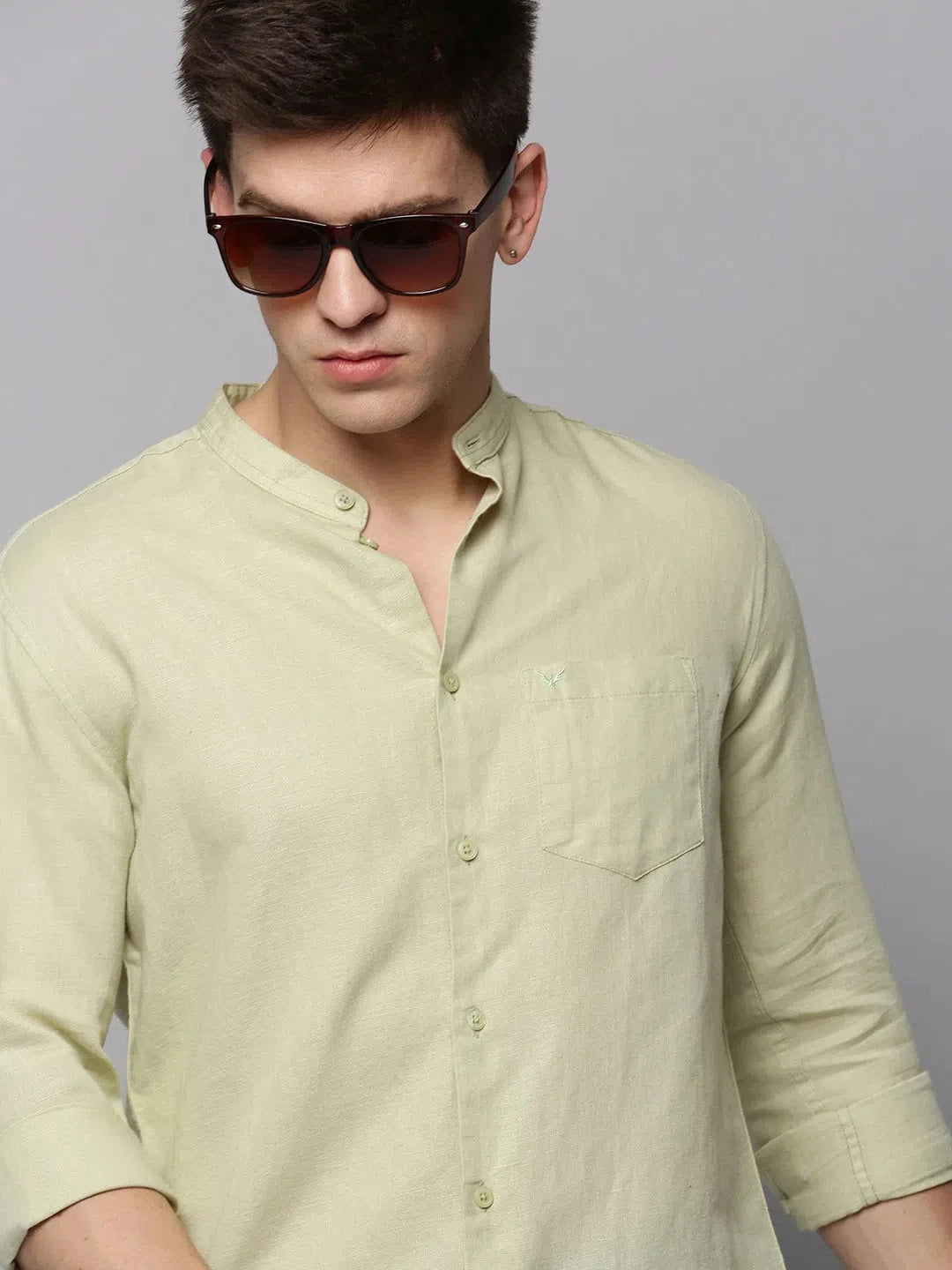 Green Solid Cotton Mens Shirt | Classic Casual Style