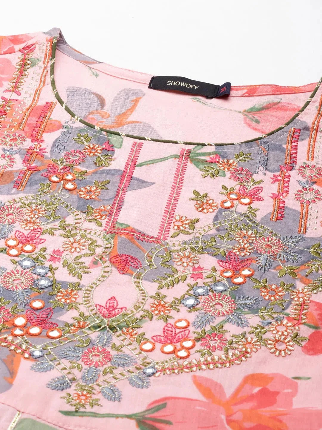 Coral Floral Print Women's Kurta Set | Cotton Kurta Sets