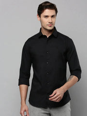 Men Black Solid Casual Shirt-SAGARPLAIN-4579-Black