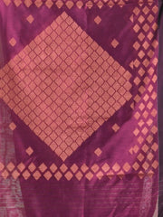 Purple Cotton Saree With Zari Borders-MA64BCT401190048