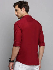 Men Maroon Solid Casual Shirt-SUPREMEPLAIN-1945-Maroon