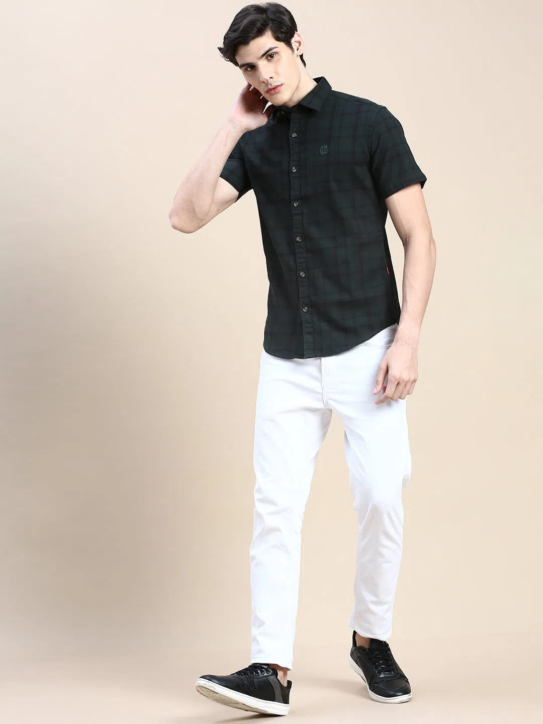 Stylish Green Checked Mens Shirt | DesiQlo Cotton Casual Shirt